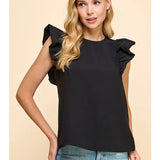 Poplin Ruffle Sleeve Top