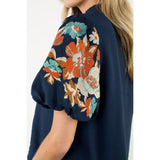 Navy Bloom Blouse