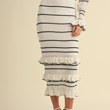 Stripe Knit Crop And Midi Skirt Set