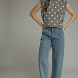 Gray Polka Dot Top