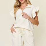 Flounce Sleeve Top and Shorts Set