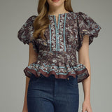 Blue Willow Peplum Top