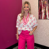 Pink Dolman Floral Blouse