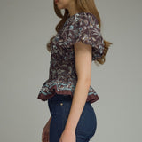 Blue Willow Peplum Top