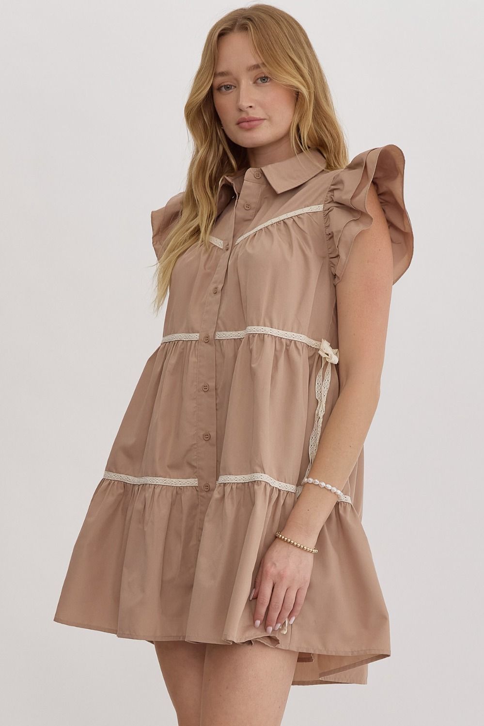 Ruffle Sleeve Mini Dress The Golden Knob Ruffle Sleeve Mini Dress The Golden Knob