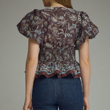 Blue Willow Peplum Top