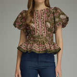 Olive Willow Peplum Top