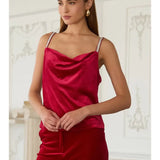 Velvet Rhinestone Strap Tank