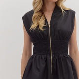 Smocked Zip Up Peplum