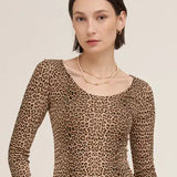 Leopard Scoop Neck Top