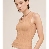 Milk Tea Reversible Lace Textured Tank