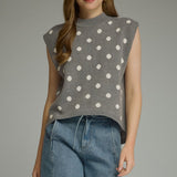 Gray Polka Dot Top