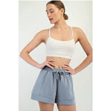 Gray Modal Scuba Pleat Shorts