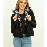 Reversible Black & Floral Puffer