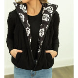 Reversible Black & Floral Puffer