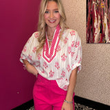 Pink Dolman Floral Blouse