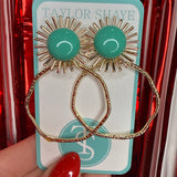 Spring Green Sunburst Hoop Earring