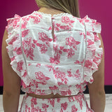 Pink Floral Ruffle Top