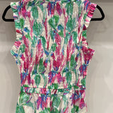 Floral Finish Sleeveless Smock Top