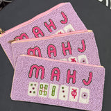 Purple Mahj Beaded pouch