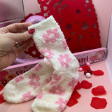 Pink flower Cozy Socks