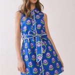 Floral sleeveless dress with scalloped trim 