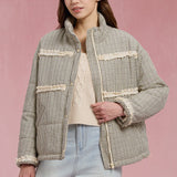 Gingham Lace Puffer jacket