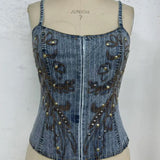 Embroidered Denim Tank