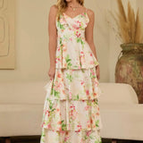 Satin Floral Maxi Dress