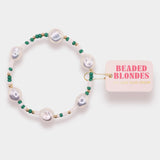 Green & White Sadie Pearl Bracelet