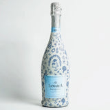 Blue Wedding Toile Prosecco Wrap