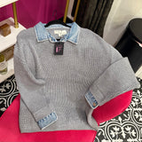 Denim Collar Knit Sweater