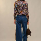 Western Motif Button Top