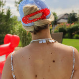 Red Polka Oversized Lay Down Claw