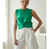 Sleeveless Twist Front Top