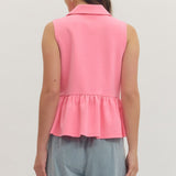 Half Zip Pink Peplum Top