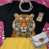 Black Tiger Tee with Black & Gold Jewels