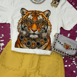 White Tiger Tee with Black & Gold Jewels