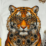 White Tiger Tee with Black & Gold Jewels
