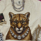 Natural Cougar Tee with Jewels