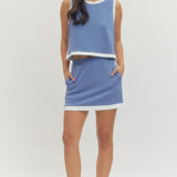 Contrast Mini Skirt Blue