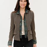 Lexington Check Mixed Media Jacket