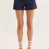 Navy Dot Hi Waisted Shorts