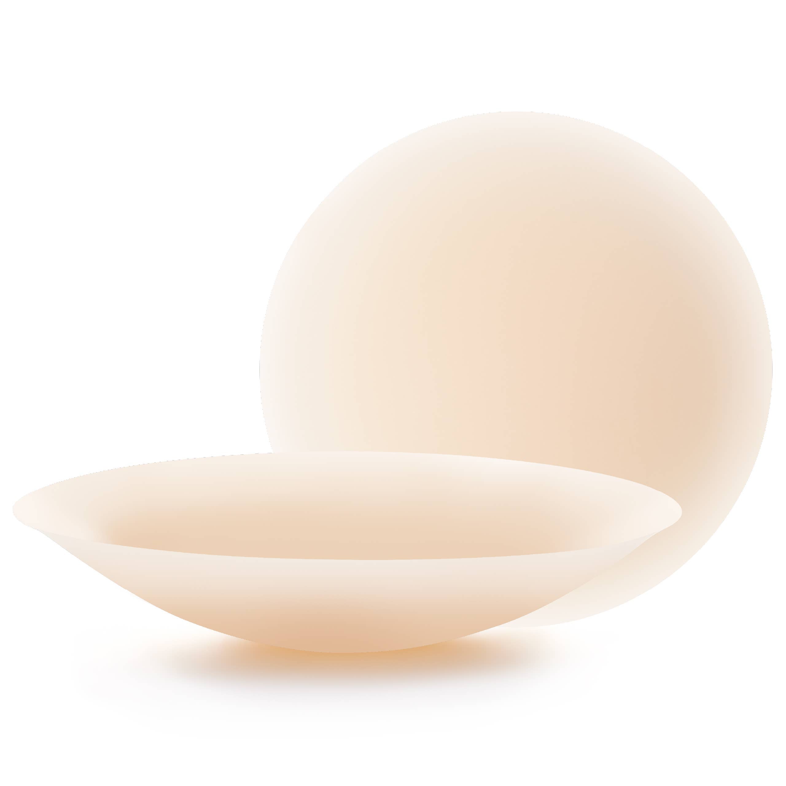 Two beige ceramic bowls on a white background