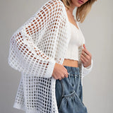 Open Knit White Cardigan