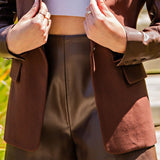 Pleather Brown Short