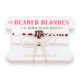 College Logo with Pearl Bracelet Stack