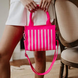 Hot Pink Stripe Mini Tote