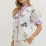 Puff Sleeve Floral Print Top
