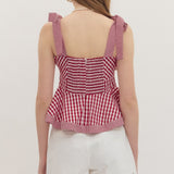 Red Gingham Peplum Top